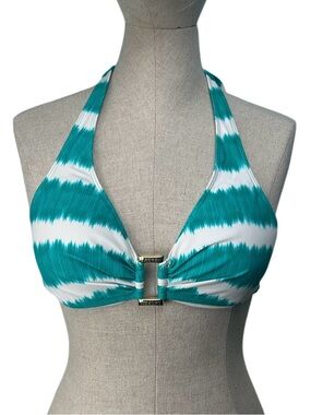 Ralph Lauren Teal and White Halter Bikini Top